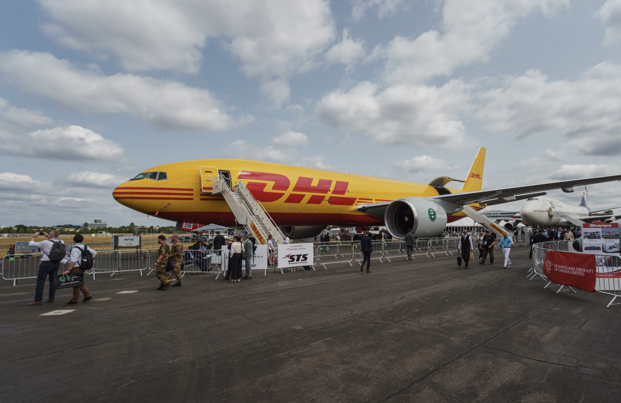 Wide image of DHL plane
