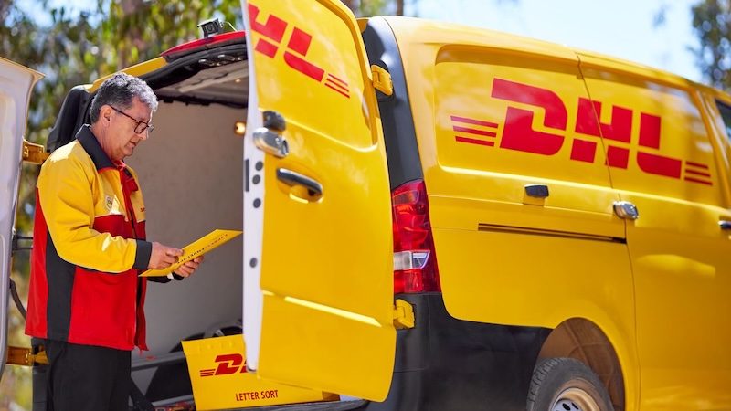 dhl express employee offering document delivery service