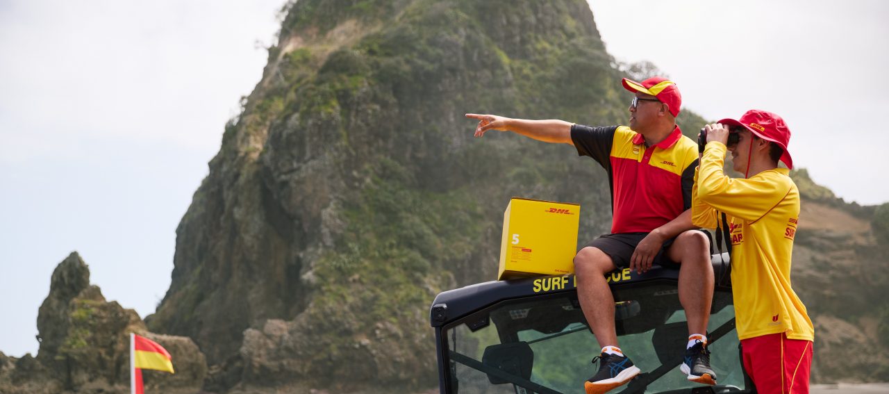 DHL and Surf Life Saving New Zealand at Piha Beach.