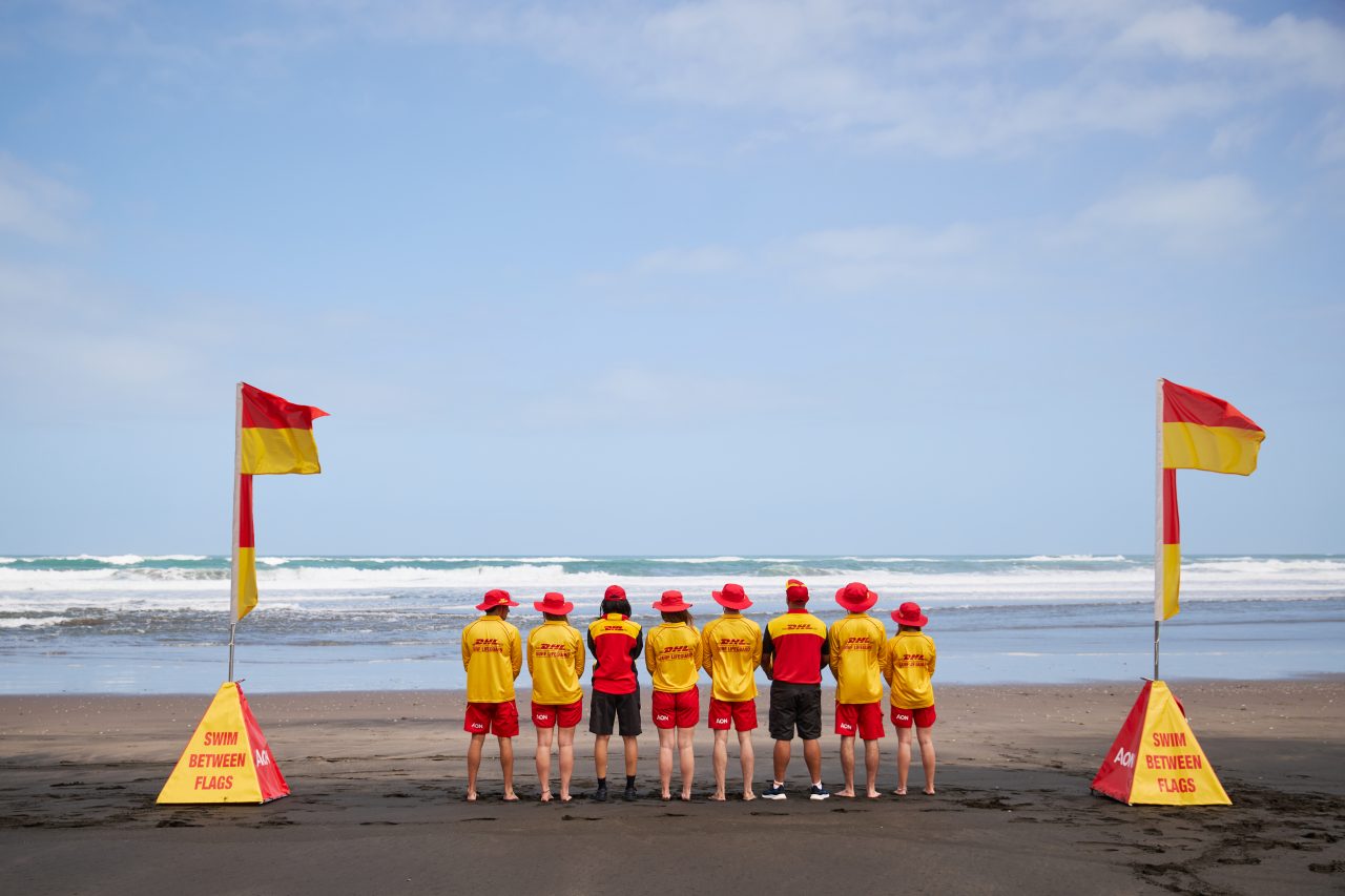 DHL and Surf Life Saving New Zealand at Piha Beach.