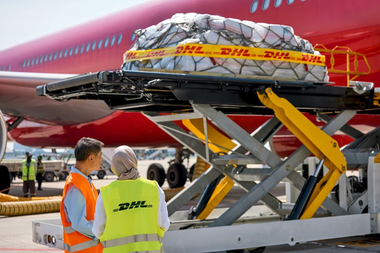 Cargo being loaded onto cargo plane