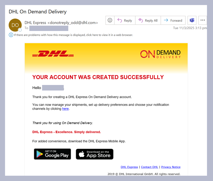 Step 5: Account Created Successfully