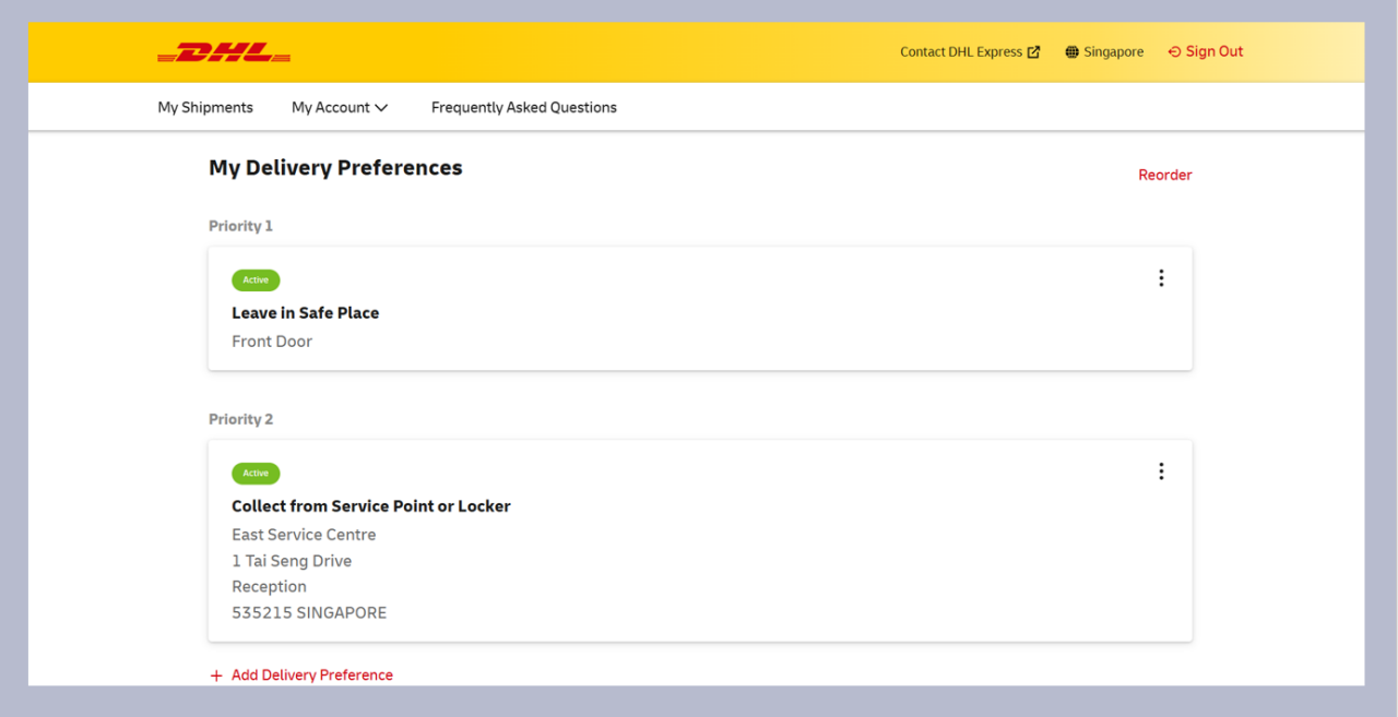 Step 11: my delivery preferences