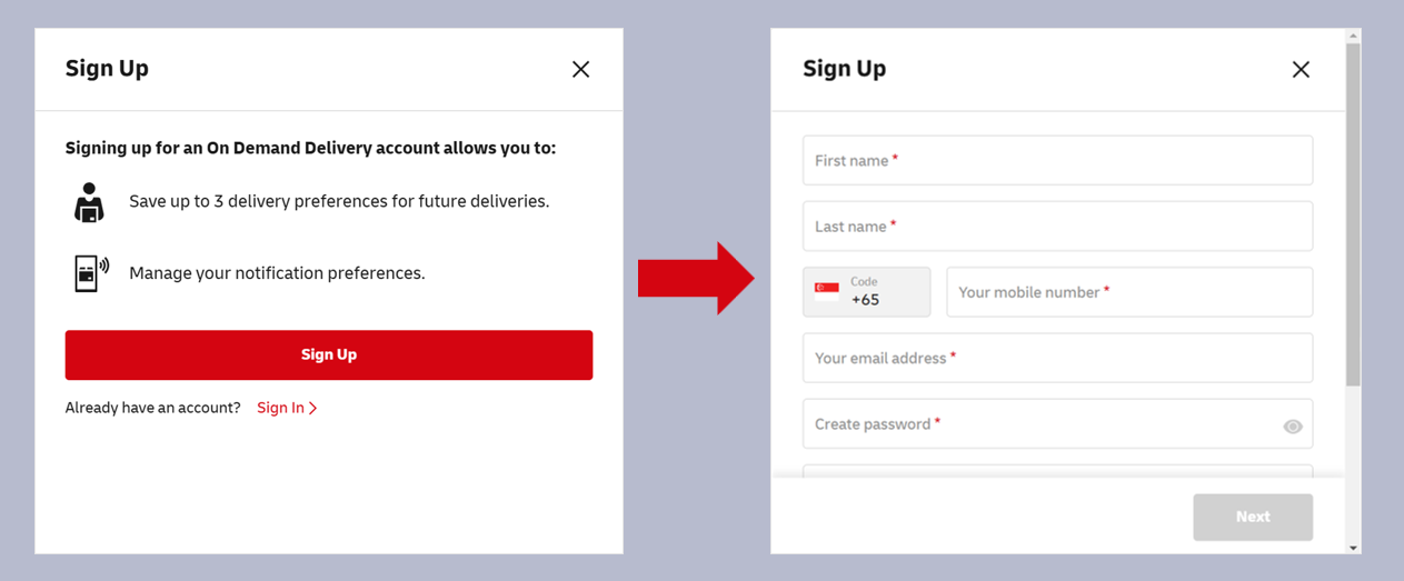 Step 3: Pop-up registration form