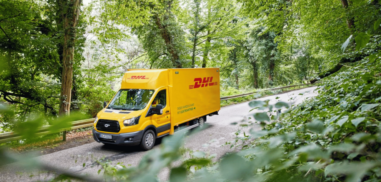 trees delivery van green car outdoor street nature
